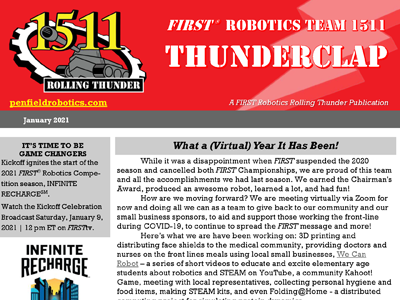Capture of the top of a team newsletter named Thunderclap