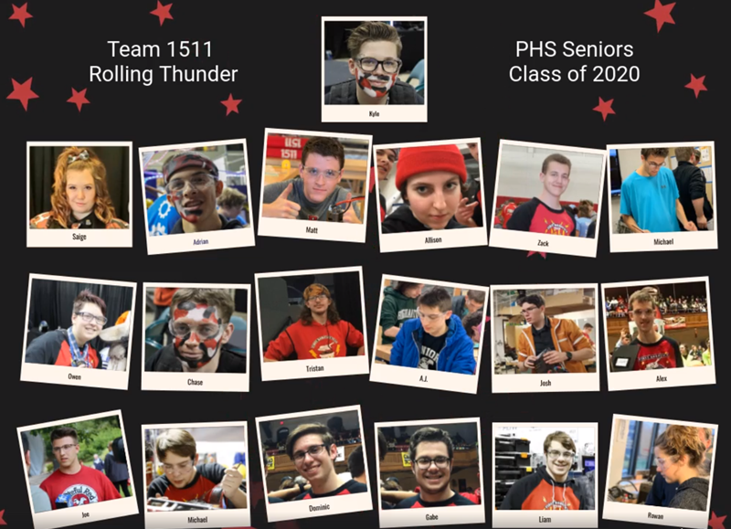 Collage photo of the 2020 team seniors