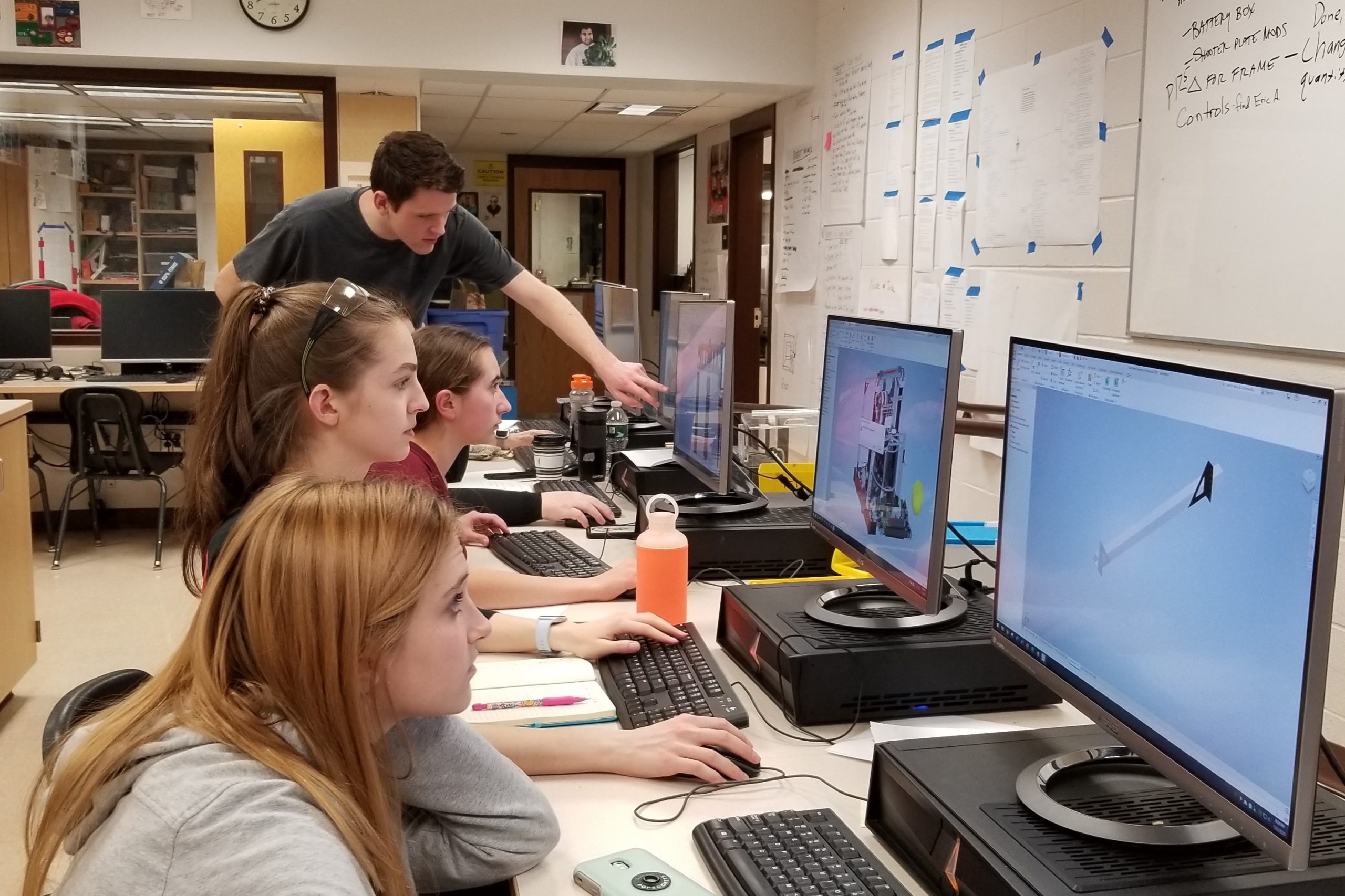 Students in computer lab working on CAD designs